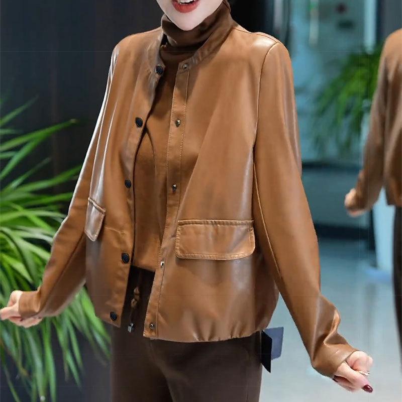 Women's Petite PU Leather Jacket - 2025 Spring Fashion Trend