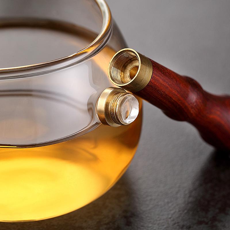 300ml Removable Side Wooden Handle High Borosilicate Glass Fair Cup Tea Dispenser Chahai Kung Fu Tea Set Accessories Teaware