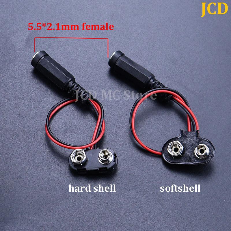 1-10PCS 9V Battery Clips 10-15cm DC5521 Male/Female Connector Buckle 9 Volt Battery Clip Connector I/T-Type Battery Holder