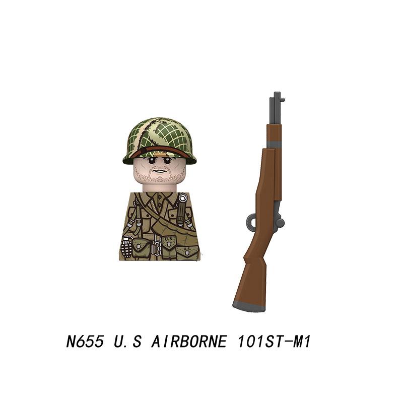 Military Soldier Figure Building Blocks British US French Army Weapons 101 Airborne Division Officer Infantry M1 Toys Gifts D126