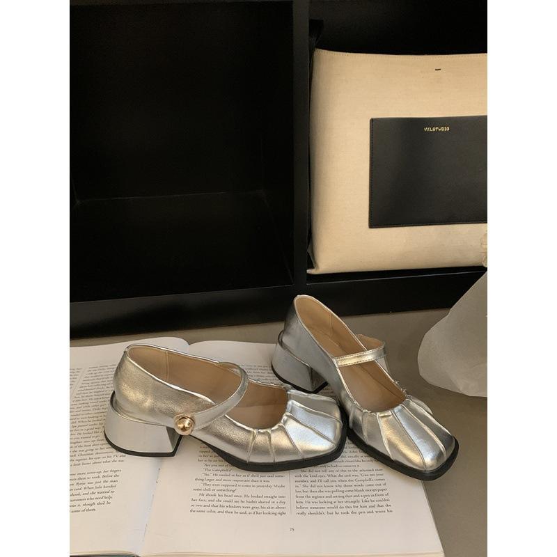 Fashion Beautiful Cry ~ French One-button High Heels Female Spring Summer Small Fragrant Wind Mary Jane Single Shoes