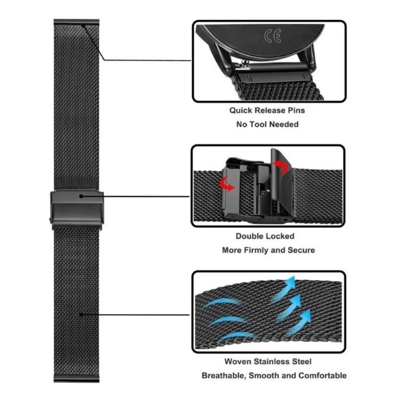 Milanese Watch Replacement Strap with Coverage TPU Shell for Garmin Active 6 Vivoactive 6 Active 5