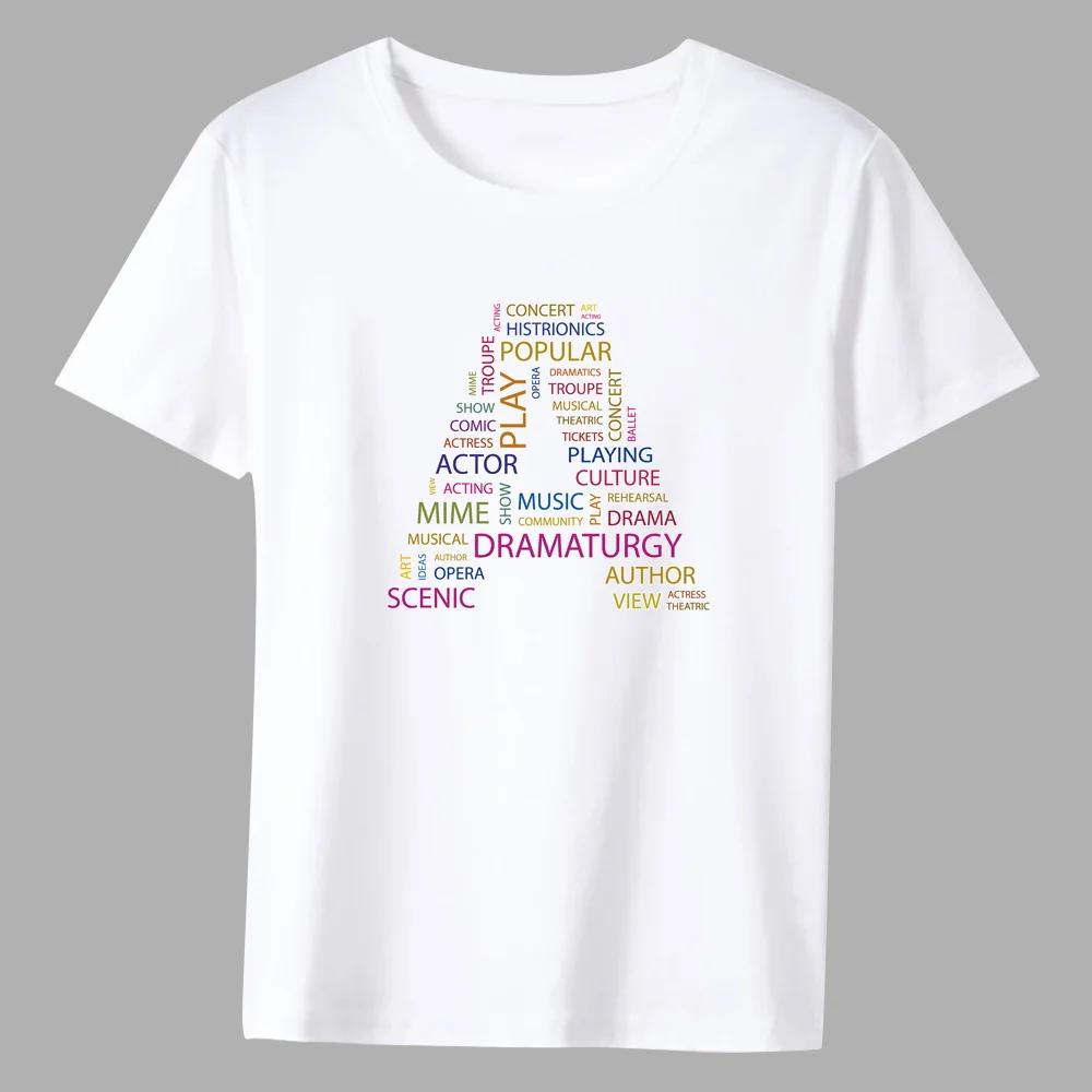 Men's Classic T-shirt Casual O-neck Text Lettern Printing Pattern Series Commuter All-match Breathable White Shirt