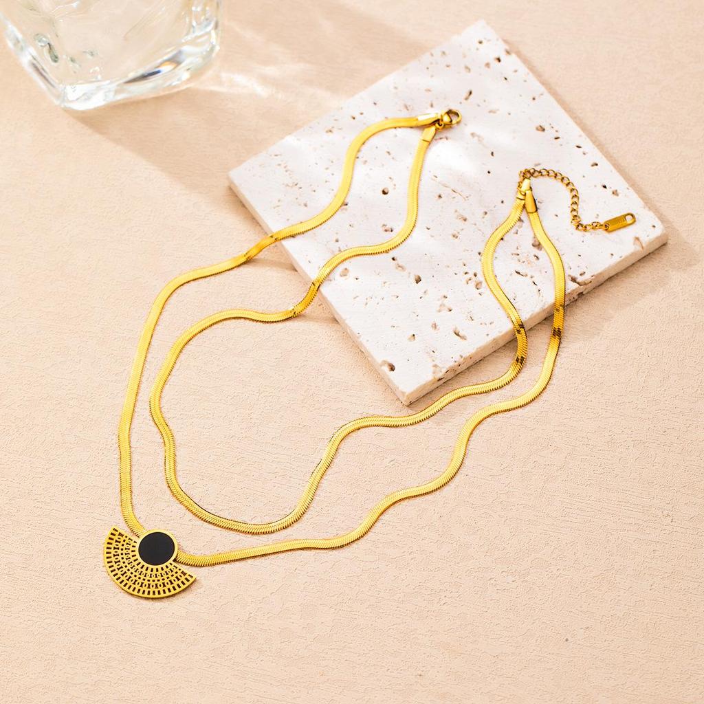 Stainless Steel Women's Jewelry Set: Non-Fading Necklace, Earrings, and Ring - Trendy Fashion Accessories