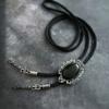 Men Women Handmade Vintage Bolo Tie Western Cowboy Braided Rope Necktie with Antique Stone Feathered Pendant Necklace