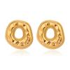 18K Gold-Plated Hammered Stainless Steel Earrings: Versatile, Non-Fading Women's Jewelry