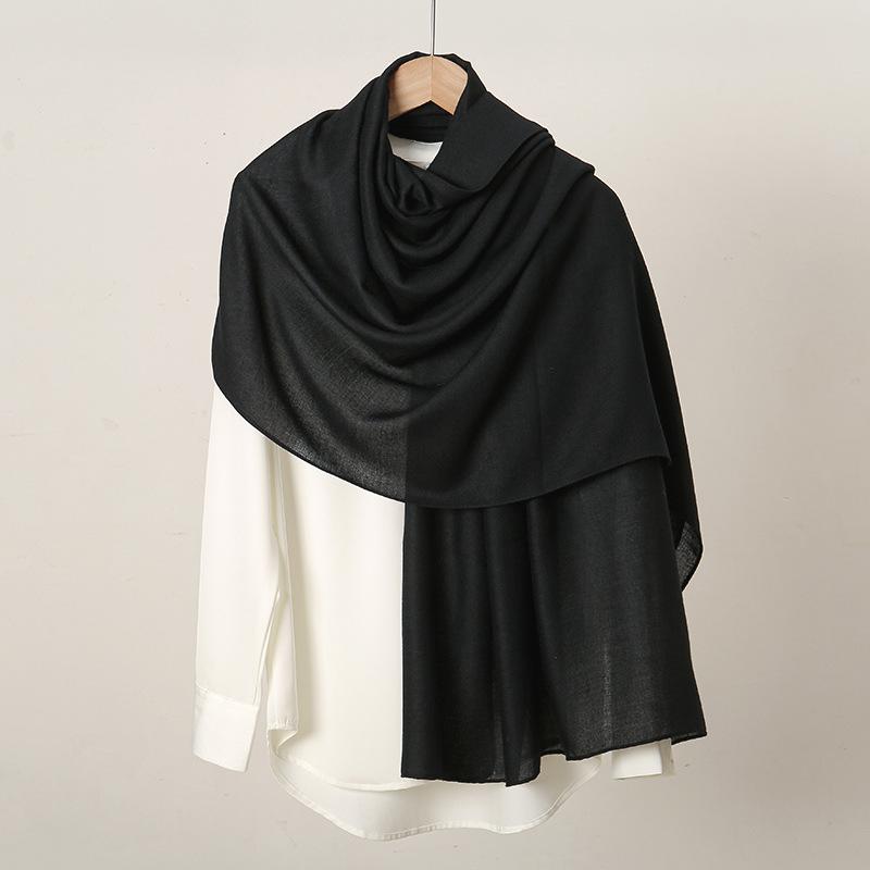 Autumn and winter hot-selling new monochrome linen women's scarf popular solid color cotton and linen feel long towel