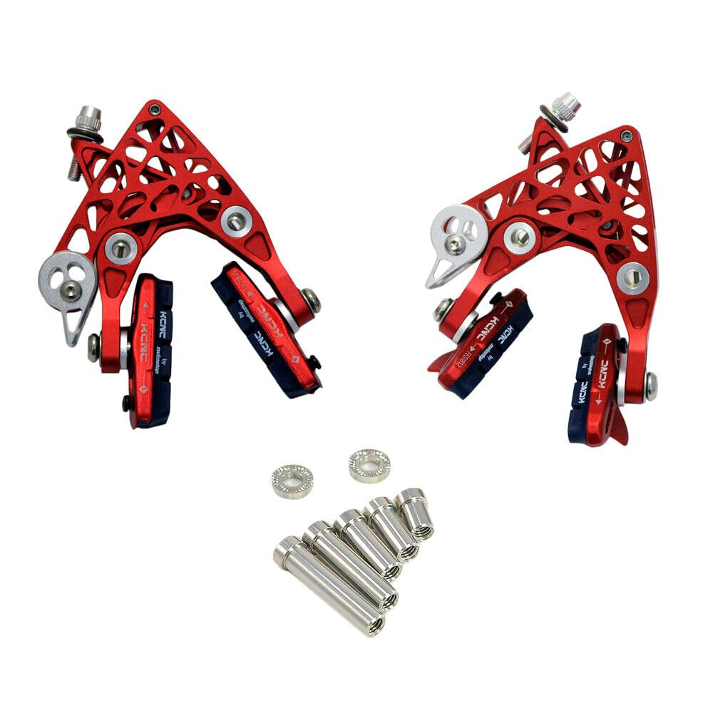 

KCNC CB4 Road Bike Calipers Brake Front and SK1963 Brake-Hill Set, Rear, Red,