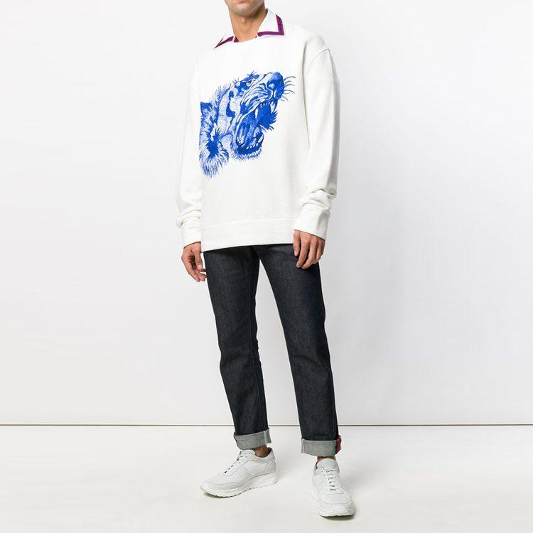 Gucci Sweatshirts Men's White Crew Neck Moderate Regular 497246-X3I42-9289