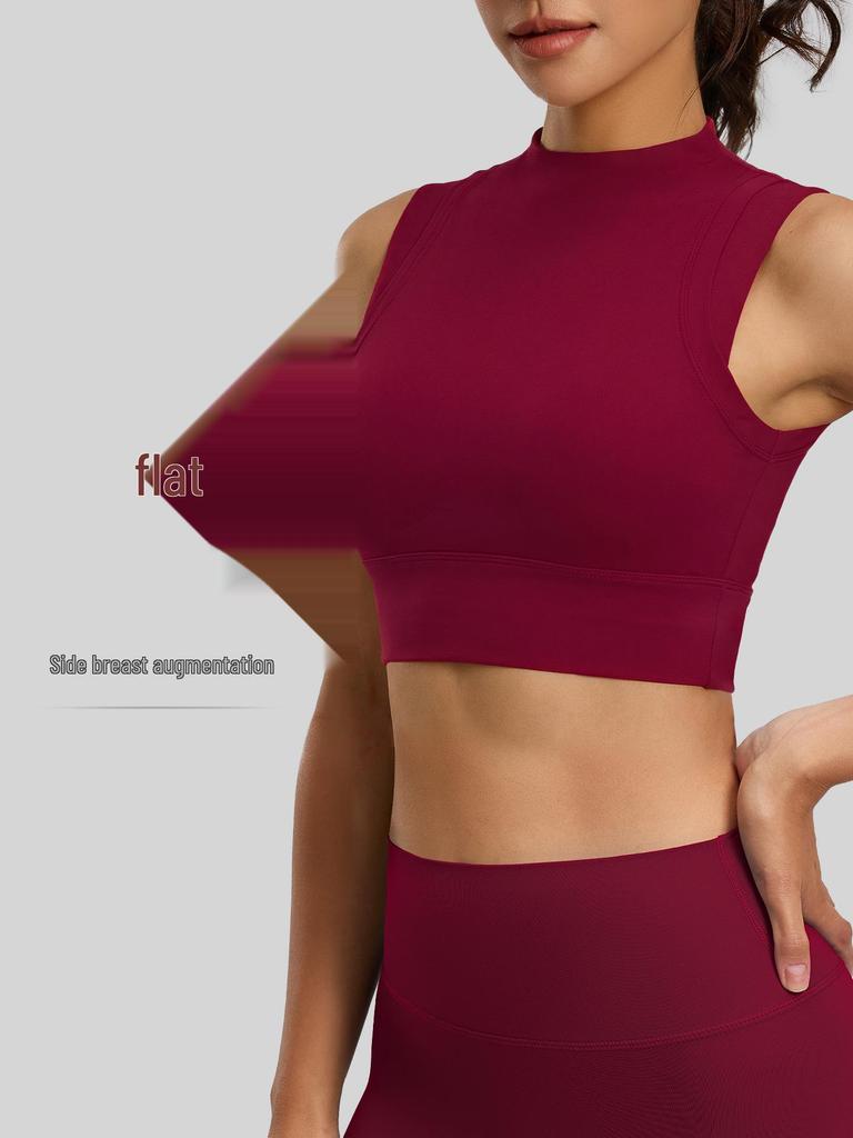 Women's Shockproof Sleeveless Sports Top with Fixed Bra Pad for Yoga and Fitness