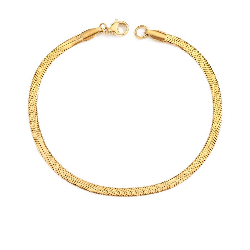 eManco Women's Stainless Steel Snake Chain Bracelet - Thin, Versatile, Flat Style, Perfect for Couples