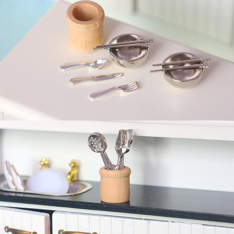 Miniature Kitchen Utensils Set 1:12 Scale Dollhouse Cookware Tools Dollhouse Kitchen Decoration Micro Scene Pretend Play