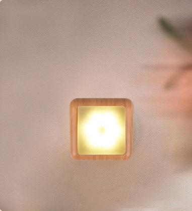 

Wood Grain Wireless Battery Smart Body Motion Sensor Led Closet Cabinet Intelligent Night Light for Stair Corridor Bedroom