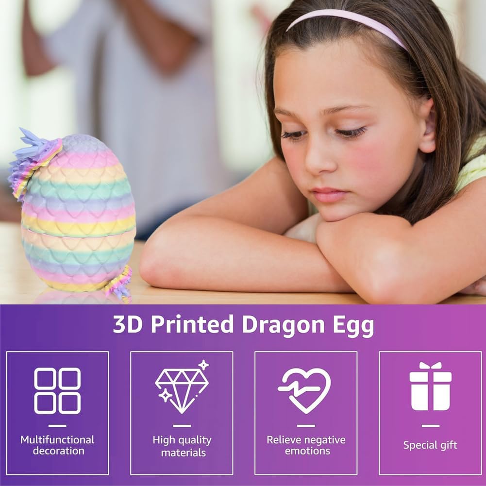 TEOXQPBJ 3D-gedrucktes Drachenei Ostern Mysteriöses Drachenspielzeug Realistische Bewegliche Drachenfiguren Flexible Gelenke Heimdekoration Schreibtischspielzeug Matt