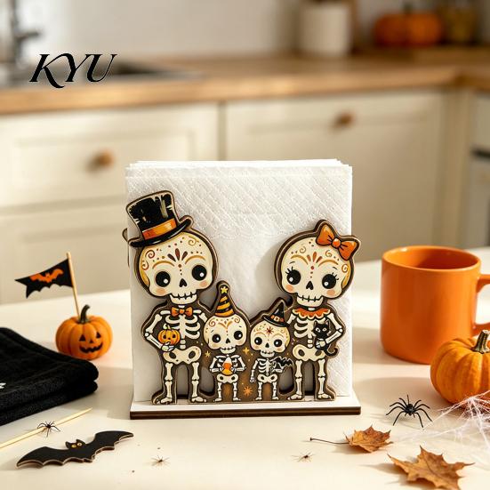 Halloween Napkin Holder for Dining Table Wooden Table, Paper Towel Holder, Decorative Fall Freestanding Tissue Dispenser Organizer Home Kitchen