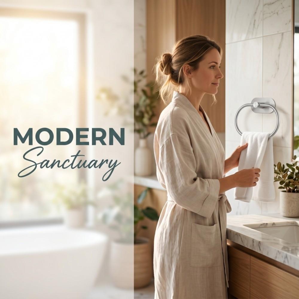 Oval Shaped Towel Ring Stainless Steel Towel Rack Bathroom Kitchen Restroom Laundry Room