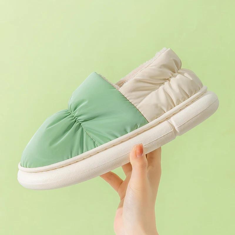 

Новые модные зимние мужские водонепроницаемые тканевые нескользящие тапочки с покрытием пятки теплые плюшевые тапочки мужские мягкие подошвы домашняя повседневная хлопковая обувь 44-45