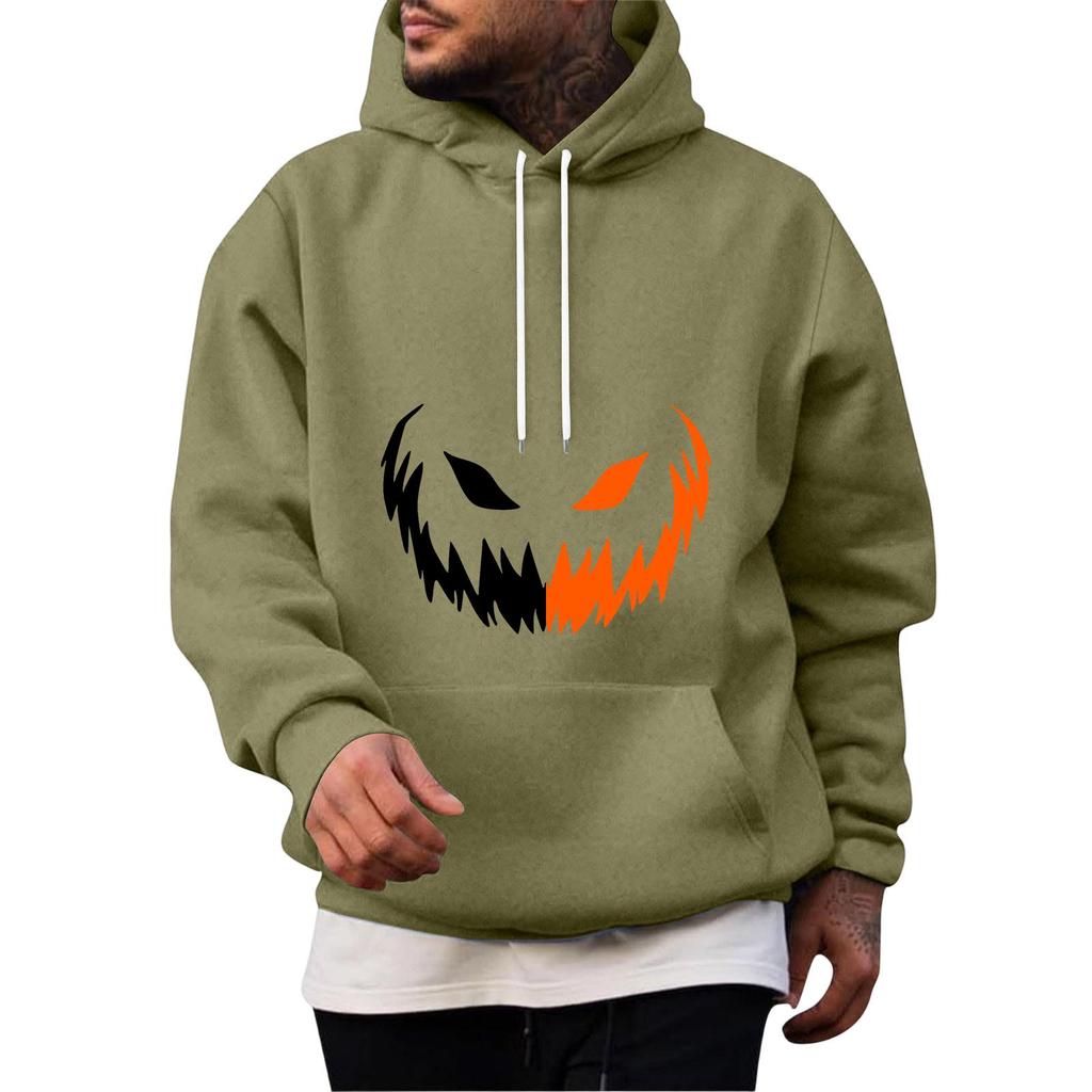 Men's Halloween Printed Pullover Hoodie Sweatshirt