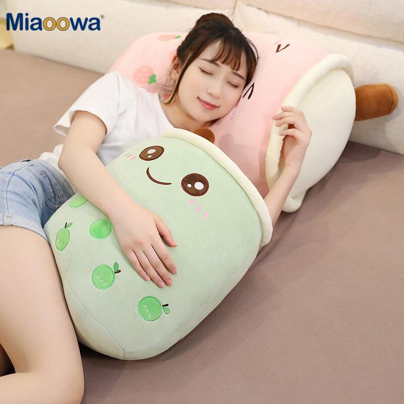 Lovely Fruit Bubble Tea Cup Shaped Plush Toys Soft Cartoon Pillow Cushion Real Life Milk Tea Doll Kids Baby Gift