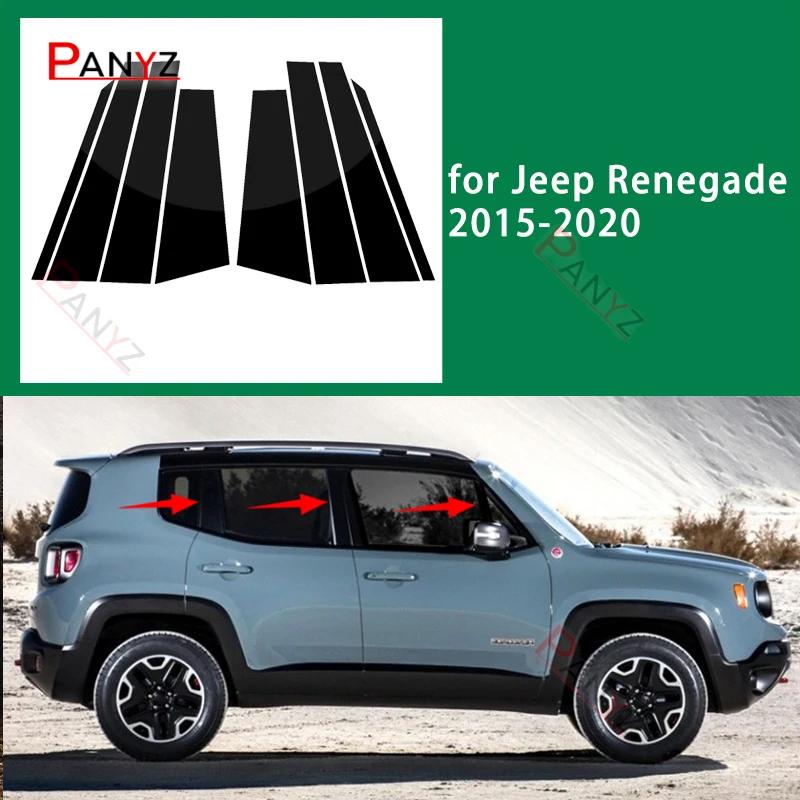 New Arrival 8PCS Polished Pillar Posts Fit For Jeep Renegade 2015-2020 Window Trim Cover BC Column Sticker Chromium Styling AMS1