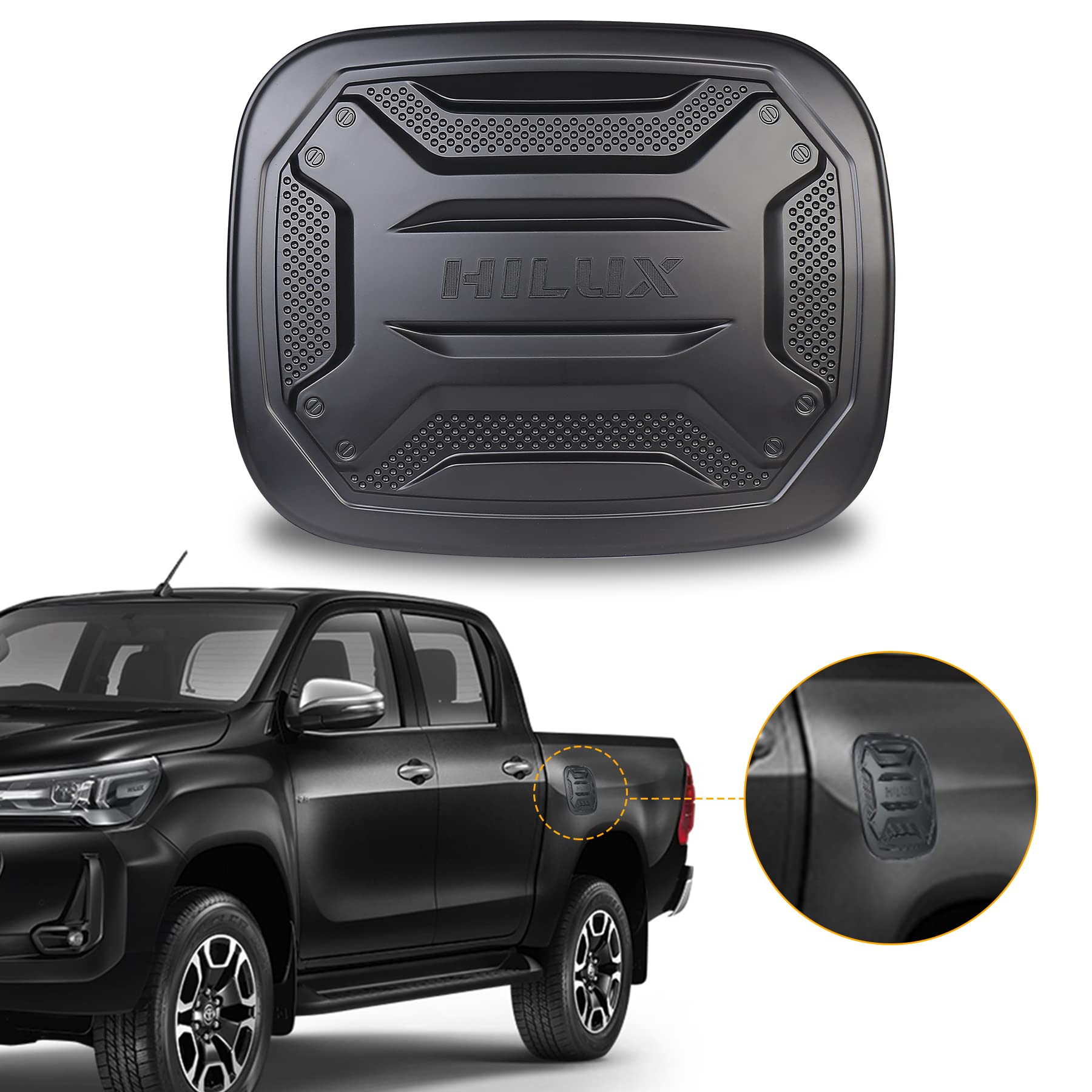 

MOVOTOR Крышка топливного бака Hilux для оригинальной зарубежной крышки топливного бака Toyota Hilux, Крышка, Наклейка чёрный