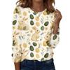 Women's Daily Casual Long Sleeved Easter Printed Round Neck Top