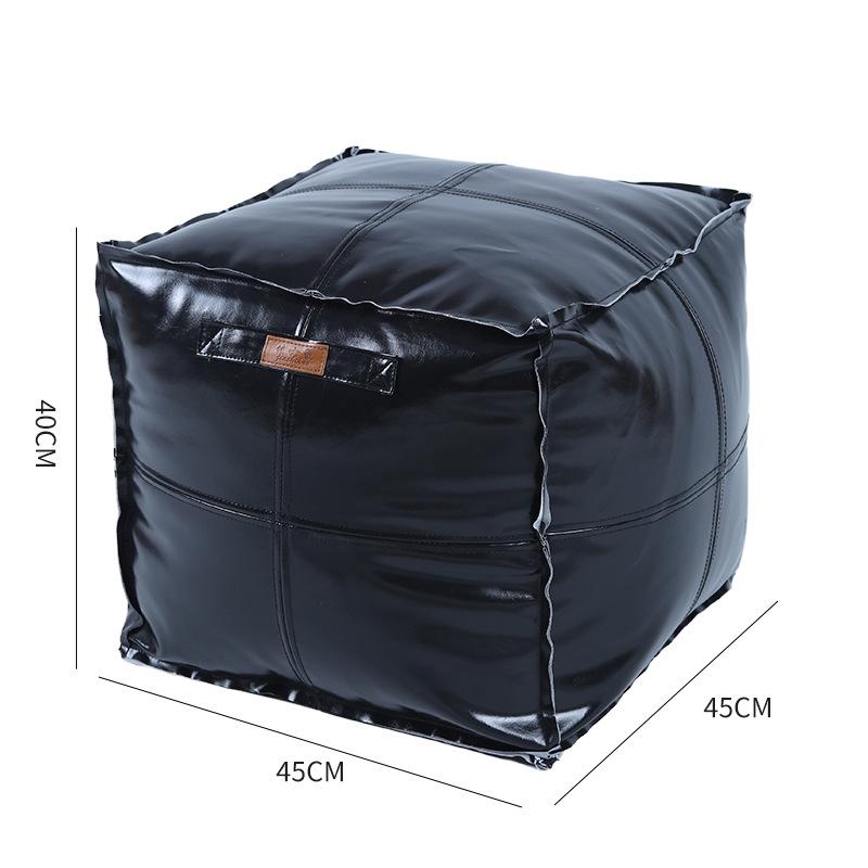 Unstuffed Pouf Cover No Filling Cushion Cover Oil Wax Leather Footstool Lazy Floor Futon Bedroom Decor Foot Stool Ottoman Cover