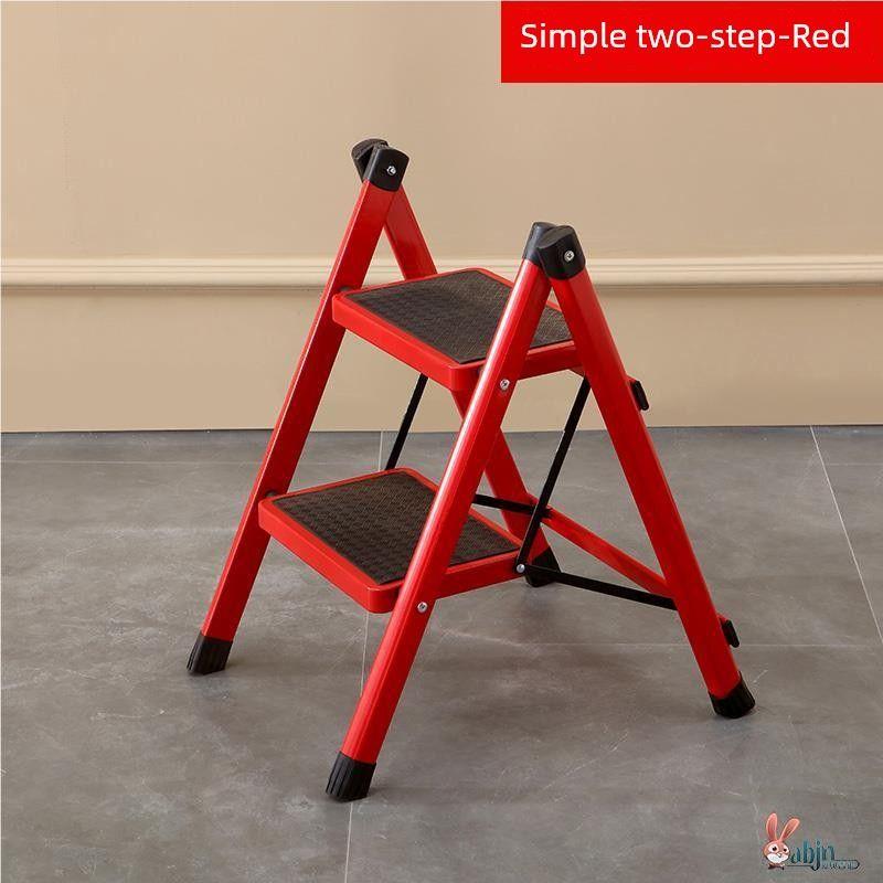 

File Room Ladder Stool Clothes Drying Attic Library Two-Step Ladder Aluminum Alloy Herringbone Ladder Thickened Thickened Widened Stool Indoor D Two-step ladder (red)