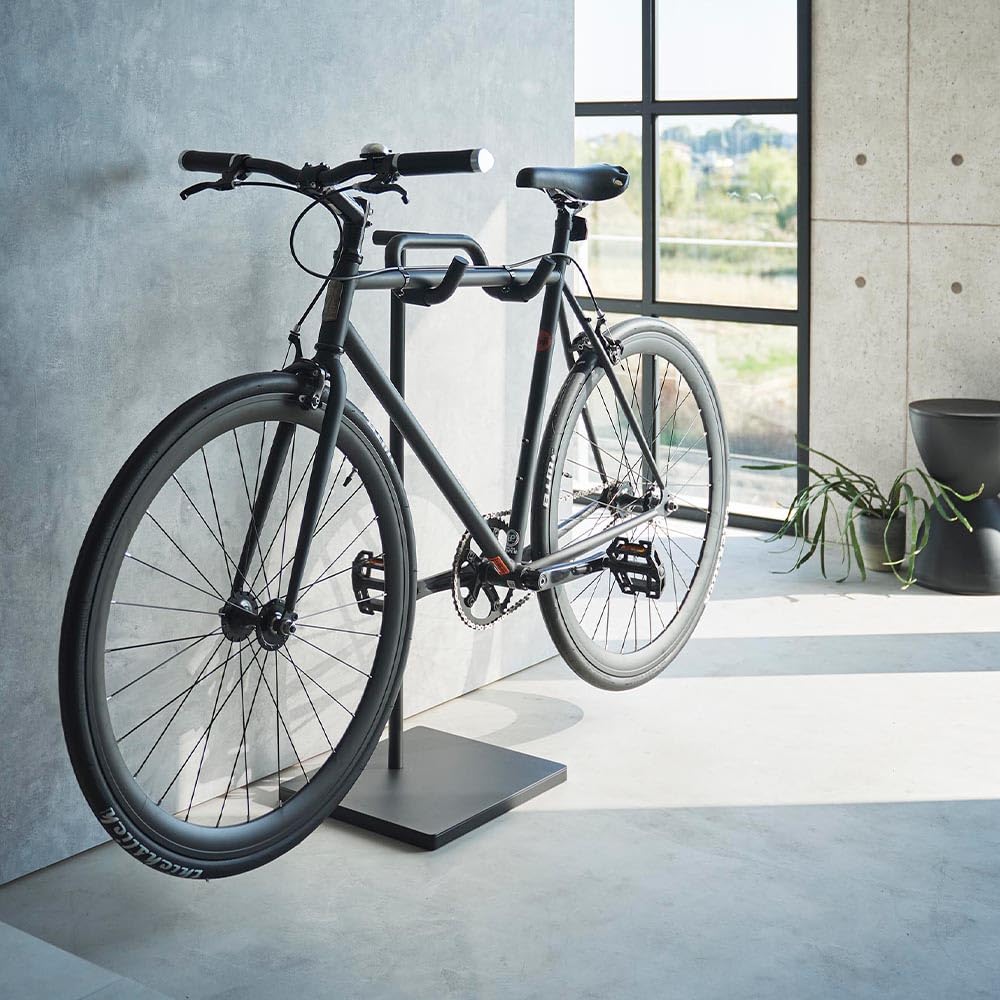Tower Bicycle for Indoor and Outdoor Display Cycle Bicycle Scandinavian Suitable for Cross Bikes and Road with Helmet and Angle Stand, Black, Use,