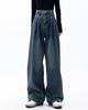 MTUIOY Denim Gaucho Locker Hohe Entspannte Weite Hosen, Damen Jeans, Hosen, Passform, Taille, Einfach, Figurschmeichelnd, Lässig, Stilvoll, Beinverlängernd,