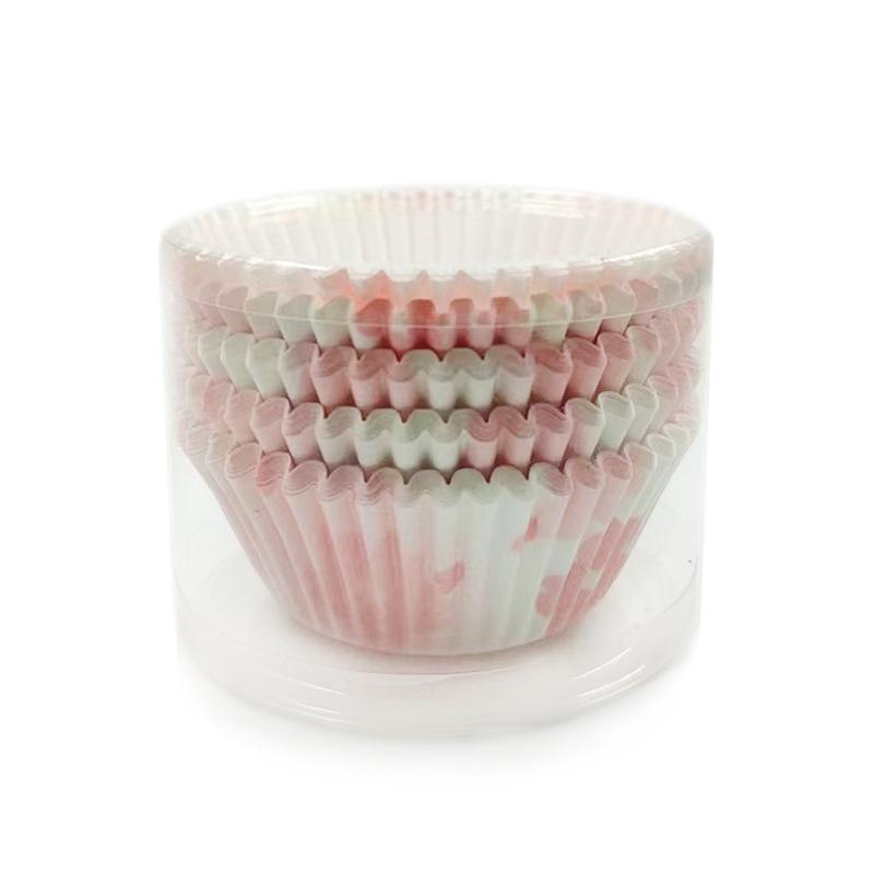 Cake Paper Holder Pvc Cylinder Sakura Gradual Change Baking Greaseproof Paper Cake Muffin Cup Paper Holder About 100