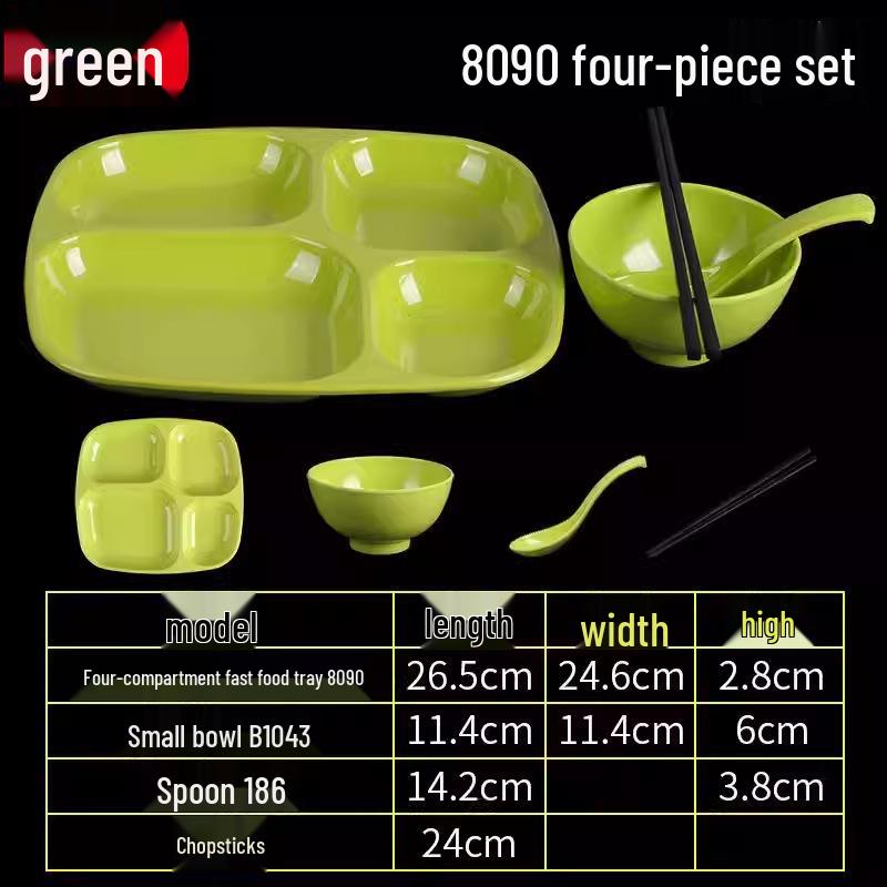 Melamine Tableware: 3, 4, and 6-Compartment Plates and Bowls for School Cafeterias