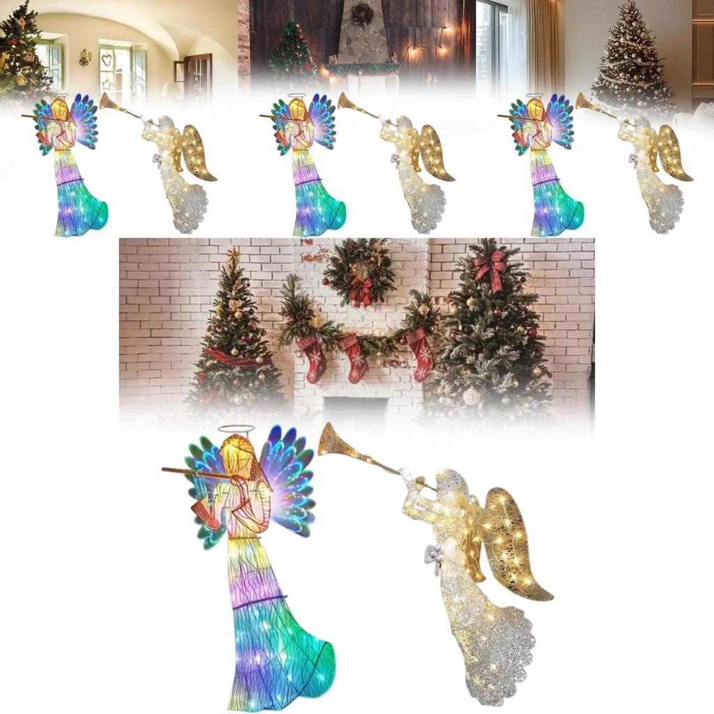 Adorno de Ángel Estrella Acrílica Iluminada con LED para Decoración de Árbol de Navidad