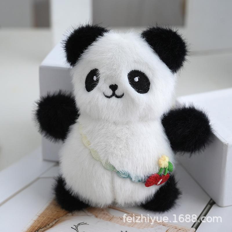 

Pattern Delightful Floral Panda Plush Backpack Doll Soft Toy Keychain For Girls Red Flower