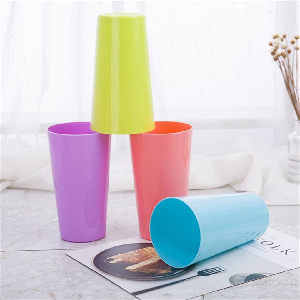 4Pcs Drinking Cups Coloured Reusable Birthday Water Mug Travel Juice Milk Tea Cup Set Party Camping Barbecue Classroom