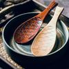 Japanese Style Wooden Rice Spoon for Serving Non Sticky Rice, High-end Solid Wood Rice Shovel for Household Kitchen, Fish Shaped Boutique Wooden Spoon