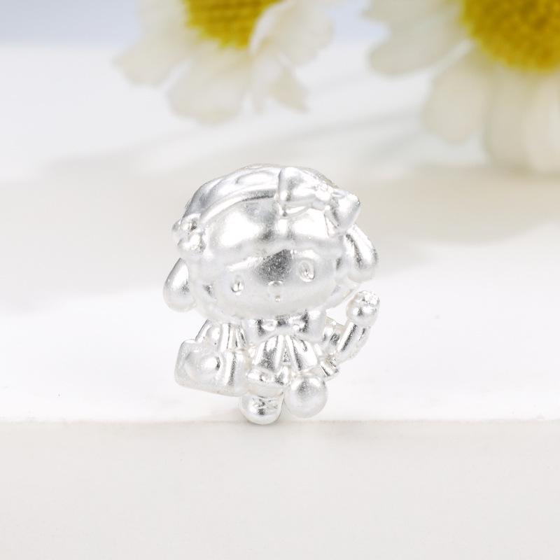 Silver 999 Nuo Flower Bride Sheep DIY Lucky Bead Handwoven Rope Cartoon Charm
