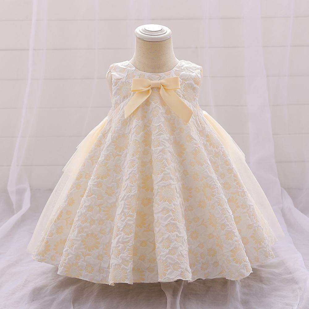 New Baby's First Birthday Dress: Infant Flower Bow Puffy Skirt Banquet Dress