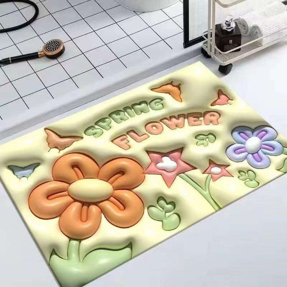 3D Three-dimensional Expansion Flower Soft Drain Floor Mat Bathroom Non-slip Mat Toilet Floor Mat