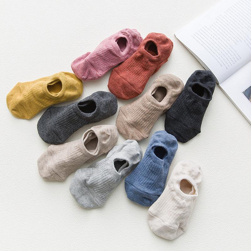 10 Pairs Invisible Summer Sporty Casual Anti-slip Women Short Socks Low Cut Boat Socks Cotton Material Seamless Young Teenagers