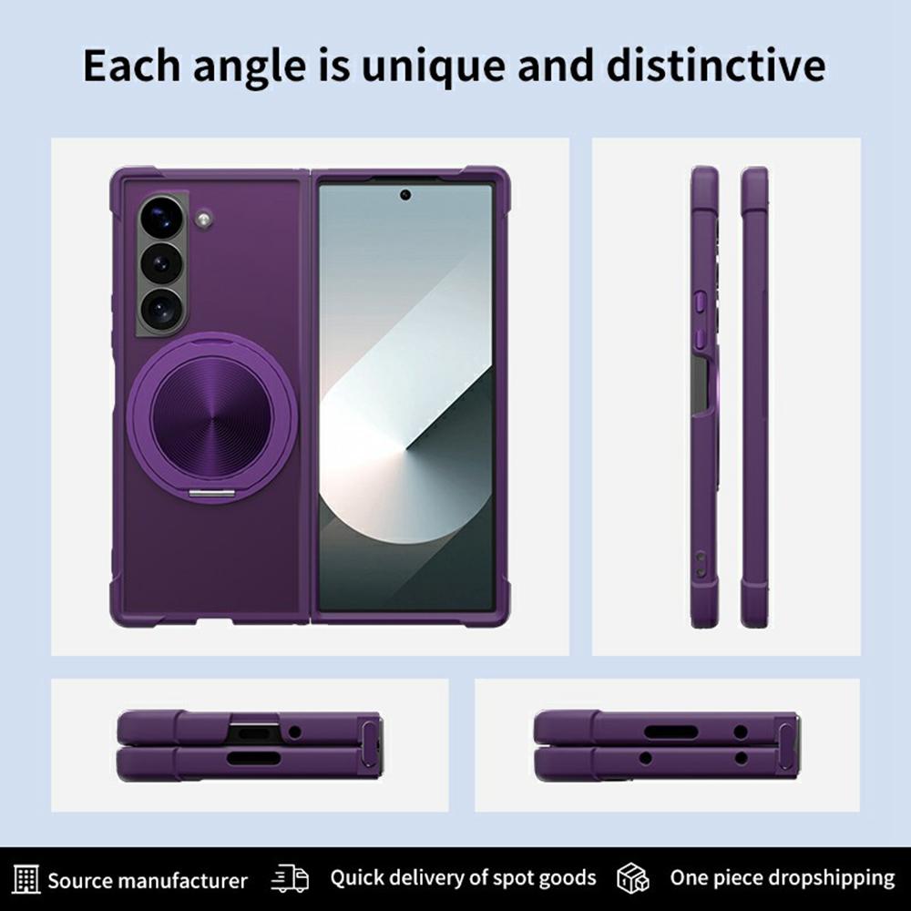 For Samsung Galaxy Z Fold6 5G Magnetic Case CD Vein Kickstand Shockproof TPU + PC Phone Cover