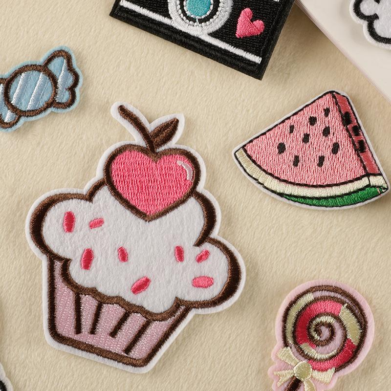 Embroidery Label Cartoon Food Cake Candy Embroidery Sticker Coat and Hat Accessories Accessories Patch Cloth Sticker