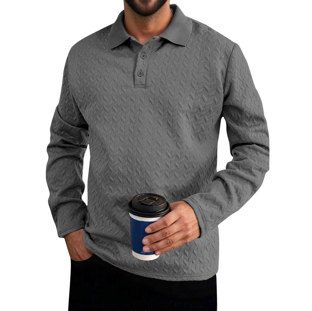 Men's Solid Color Sports Button Lapel Long Sleeve Tops Men's Casual Fashion Long Sleeve Tops