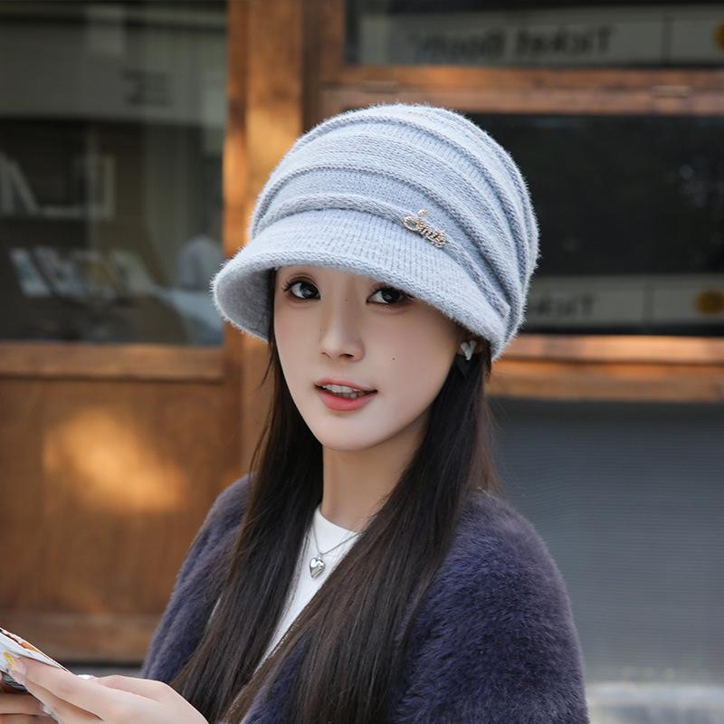 

Новинка Женская шапка Осень Зима Двухслойная шапка-бини, Теплая шапка-бини из кроличьего меха для активного отдыха и велоспорта One Size серый