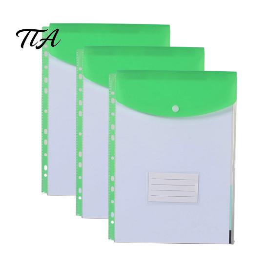 Snap Button Envelope 11 Hole Expanding File Pockets, Reusable PP Document Sleeves, Transparent Tear-resistant Bag Waterproof Organizer for Home Office