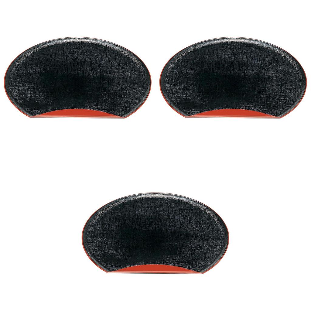 Set of 3 Sunrise Tray Black Red NS Tray ABS Resin Setomonohonpo [A] Cloth-patterned Cloth-patterned 13.5cm [33.3×29.5×1.5cm]