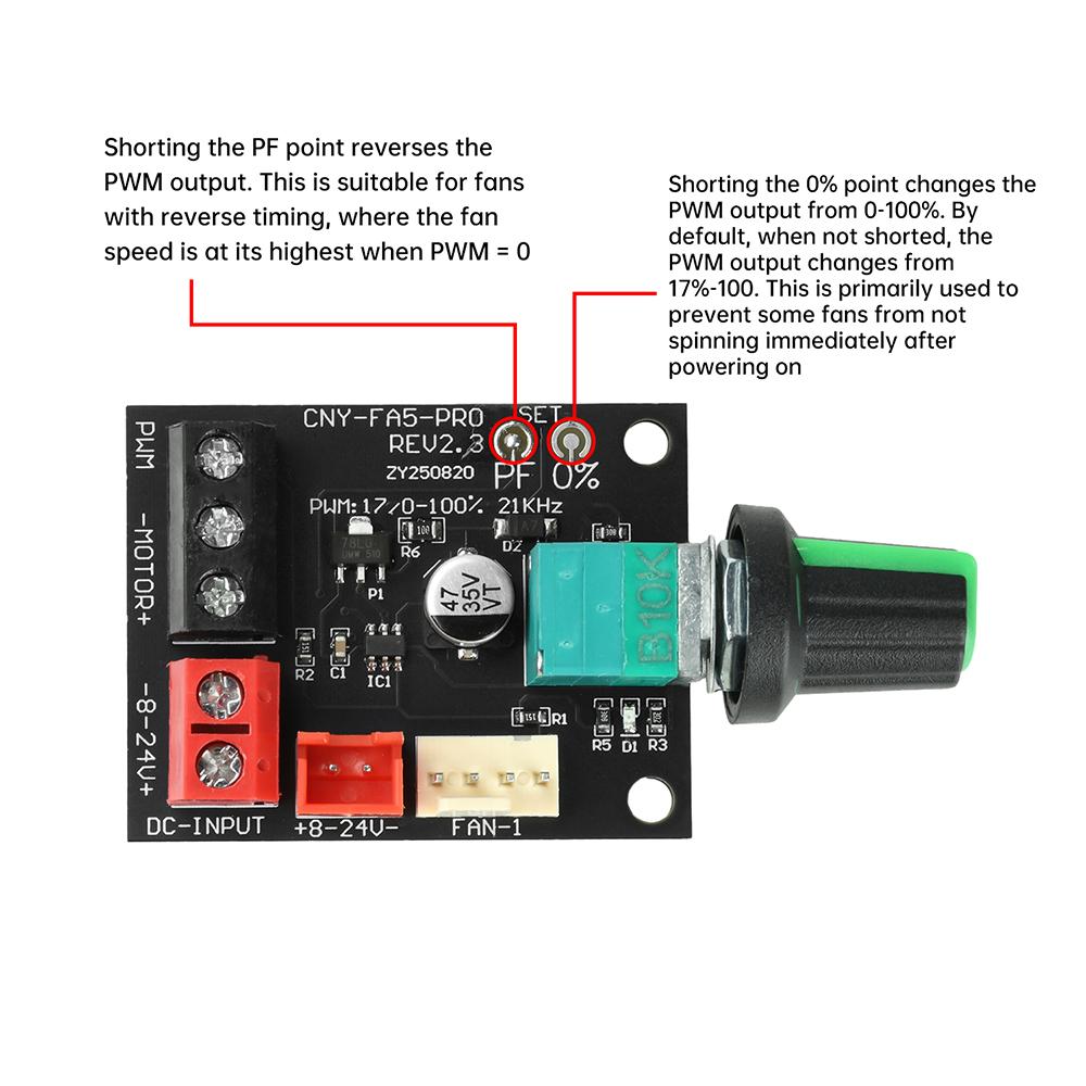 High-Power DC 8-24V PWM Speed Controller 5A Brushless Motor Driver 12V 24V Precision RPM Adjustment for DC Motor Control