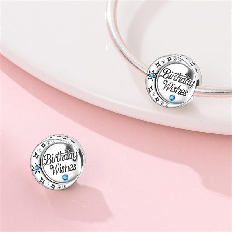 Copper Craft Charms Birthday Cake Month Stone Letter Bead Zircon Pendant Charms Fit 4Mm Bracelets Diy Exquisite Jewelry Crafting