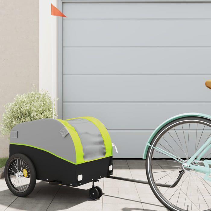 VidaXL Remorque de vélo noir et vert 30 kg fer 94144
