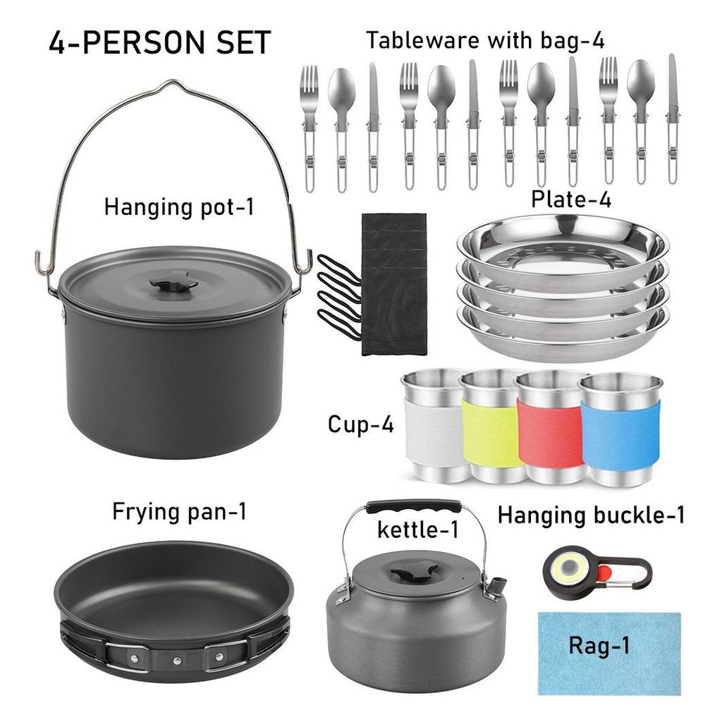 Cross-border Portable 1.6L Teapot and Kettle Outdoor Camping Cookware Set